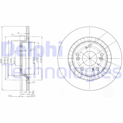 Immagine di DELPHI BG3795 Disco freno 282 12 5 pieno Oleato non trattato senza cuscinetto ruota, anello sensore ABS HONDA: S2000