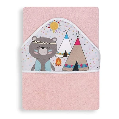 Immagine di Interbaby Asciugamano con cappuccio per neonato INDIO in rosa 560 g