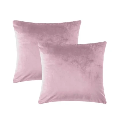 Immagine di AMEHA Set di 2 federe decorative per cuscino in velluto rosa, 45 x cm, divano, camera da letto, cm