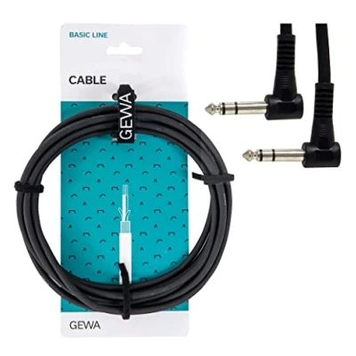 Immagine di Cavo patch GEWA Basic Line0,3 m, nero, jack angolare stereo da 6,3 mm mm, 190370