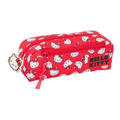 Immagine di Safta HELLO KITTY ICONIC astuccio triplo piccolo, per bambini, ideale bambini in età scolastica, comodo e versatile, qualità resistenza, 22 x 6 8,5 cm, rosso/bianco, M, Casual
