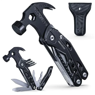 Immagine di RAXCO Martello Multifunzione, 15 in 1 Multiuso Utensile Tascabile con Cacciavite Acciaio Inossidabile