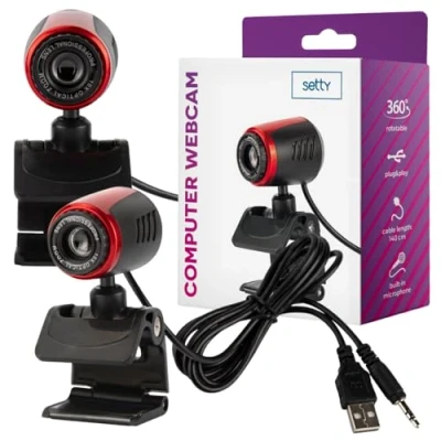 Immagine di Setty Webcam con Microfono per Giochi, Live Streaming, Videochiamata, Conferenza, Lavoro a distanza, 360 gradi, compatibile Skype, FaceTime, Zoom, Teams, YouTube, USB PC, Macbook Laptop Monitor