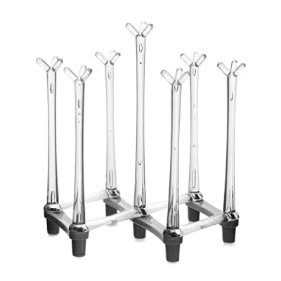 Immagine di QWORK® Scolapiatti da appoggio retrattile, Scolabottiglie, in plastica, Grigio