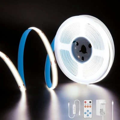 Immagine di PAUTIX COB LED Strisce bianco freddo 6000K, 24V 5m 480LEDs/M Super Bright dimmerabili Luci a nastro sotto l&#039;armadio con telecomando RF 13 tasti per cucina Camera da letto Casa fai te
