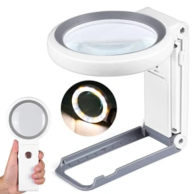 Immagine di 30X 10X Lente d&#039;ingrandimento con Luce e supporto, 18LED Ingrandimento Professionali per Lettura, Ispezione, Esplorazione, Anziani, Gioiellieri, Bambini