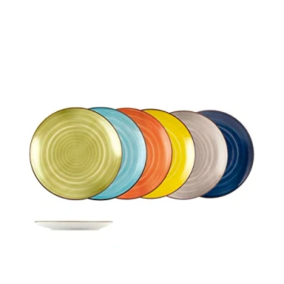 Immagine di H&amp;h set 12 piatti frutta caribe in stoneware assortiti cm 20