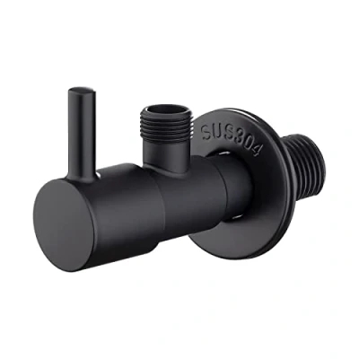 Immagine di Ibergrif M22025B 3/8 Chiave a Squadra, Valvola ad angolo in acciaio inox, 1/2&quot; x 3/8&quot;, Nero