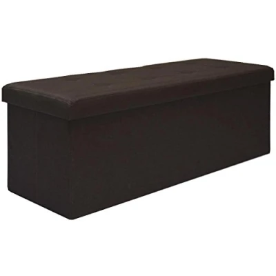 Immagine di DuneDesign Ottomana XXL Pieghevole 110x38x38cm incl 2 pareti divisorie 120L Panca Contenitore Cassapanca Imbottita Marrone Scuro