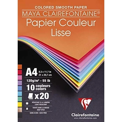 Immagine di Clairefontaine 96444C Blocco Maya, carta colorata, liscia, 20 fogli 21x29.7 cm 120 g, colori vivaci assortiti