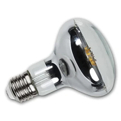 Immagine di Faretto LED con riflettore E27 R80, 7,5W, bianco caldo, 700lm, 230V, angolo luce 180, corpo in vetro trasparente, filamento LED, dimmerabile