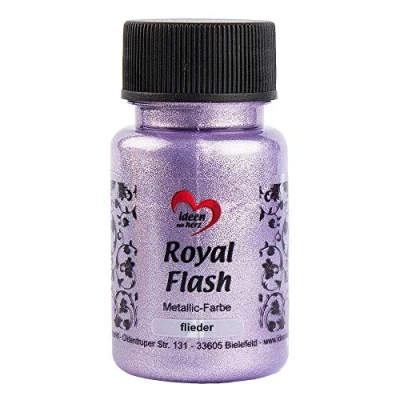Immagine di ideen mit herz Colore acrilico metallico Royal Flash con riflessi metallici e particelle glitterati fini Vernice brillante metallizzata per gagliette 50 ml (lilla)