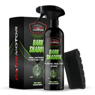 Immagine di BassMotor Lucidante Plastica Gomme, Rinnova le Gomme Migliora Colore Plastica, Protegge, Ravviva Preserva Senza Lasciare Residui Oleosi, Spugna Inclusa Dark Shadow 500 ml