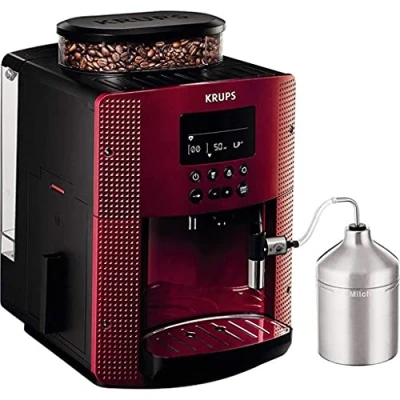 Immagine di Krups EA8165 Essential Macchina Per Caffè Automatica, Display Lcd, 3 Temperature, Beccuccio Vapore, Rosso, ‎245 x 330 365 cm, 9.1 Kg