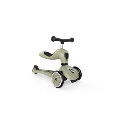 Immagine di Scoot &amp; Ride Highwaykick 1 Scooter con sedile 2 in Kickboard regolabile altezza e manubrio (oliva)