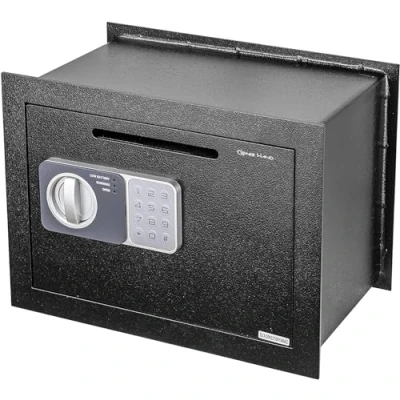 Immagine di Genie Hand Cassaforte Elettronica a Muro Cassetta di Sicurezza Media con Codice Combinazione e Chiave Serratura B Class Sistema Anti Bounce Casseforti per Soldi