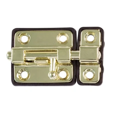 Immagine di Amig chiusura Per porte Mod.383 38 x 34 mm Chiavistello di sicurezza con base plastica orizzontale in acciaio ottonato Include tranciali