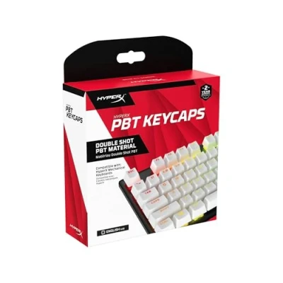 Immagine di HyperX PBT Copritasti, Set Completo di Tasti, Semitrasparenti, Realizzati in PBT, Resistenti a Usura, Attrito e Solventi, Font HyperX, Strumento Rimozione Layout Inglese, Bianco