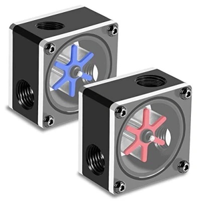Immagine di Yunir Flussimetro, 6 giranti 3 Vie Indicatore flussometro G1/4 Filetto per PC di Raffreddamento ad Acqua