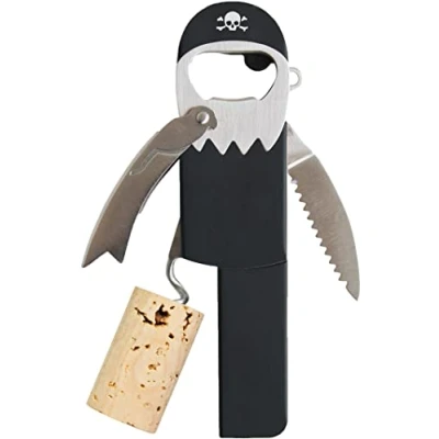 Immagine di Suck Uk Divertente cavatappi a forma di pirata dotato leva per apertura facile, lama rimuovere la pellicola e apribottiglia bottiglie birra.