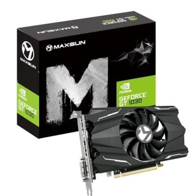 Immagine di Maxsun GEFORCE GT 1030, Scheda grafica dal design mini ITX, GPU GDDR4 4 GB, HDMI, DVI D, con sistema di raffreddamento monoventola