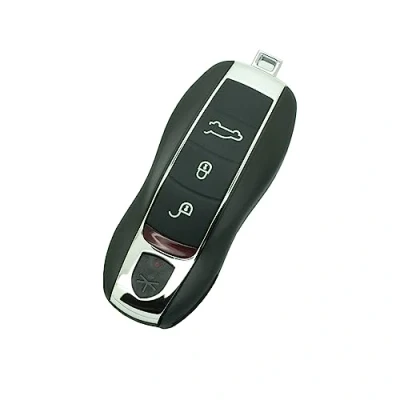 Immagine di BROVACS Guscio di ricambio per chiave + inserto emergenza vuoto non tagliato compatibile con Porsche Macan Boxster Cayenne 3 pulsanti Smart Keyless Entry Remote Key Case Fob PG923A
