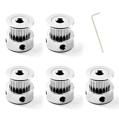 Immagine di 20 Teeth 4mm Hole GT2 Timing Pulley Kit For 3D Printer 6mm Width Belt With Wrench (5 Pezzi)