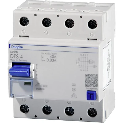Immagine di Doepke 09156901 DFS4 080 4/0,30 A 4polig 80/0,3A Interruttore differenziale 4 poli 80 0.3 230 V, 400 V