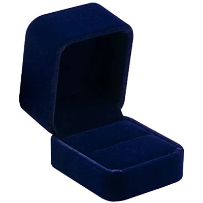 Immagine di Pokofo, scatola regalo classica in velluto per gioielli, anello di fidanzamento e orecchini. velluto, colore: Blu, cod. 0298