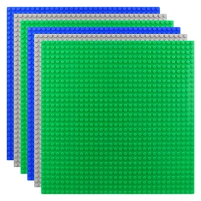 Immagine di KEWUZY 6 pannelli da costruzione per mattoncini classici, 25 x cm, set di piastre base compatibili con la maggior parte, piastra verde blu grigio