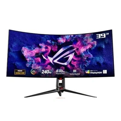 Immagine di ASUS ROG Swift OLED PG39WCDM Monitor Gaming Curvo da 39 pollici (3440x1440), 240 Hz e Tempo di Risposta 0,03 ms, G SYNC, Smart KVM, 90 W Type DisplayWidget Center, Nero