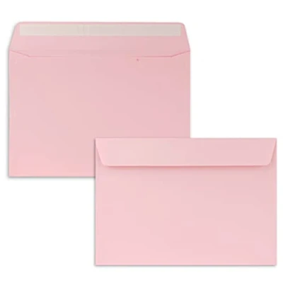 Immagine di 25 buste per lettere, formato DIN C5, 16,2 x 22,9 cm, con chiusura adesiva, grandi inviti e biglietti compleanno o matrimonio, colore rosa