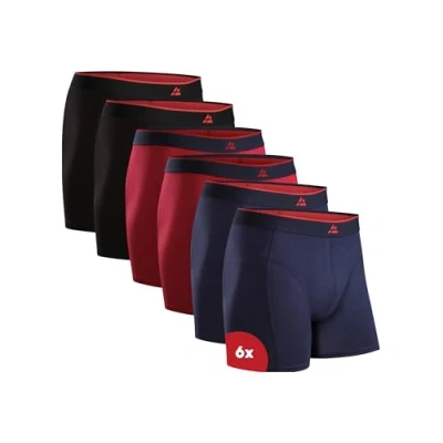 Immagine di DANISH ENDURANCE Boxer Uomo in bambù Ultra Morbido, Mutande Bamboo Comodi, Traspiranti, 6 o 10 Paia, Multicolore (2xNero, 2xRosso, 2xNavy), 4XL