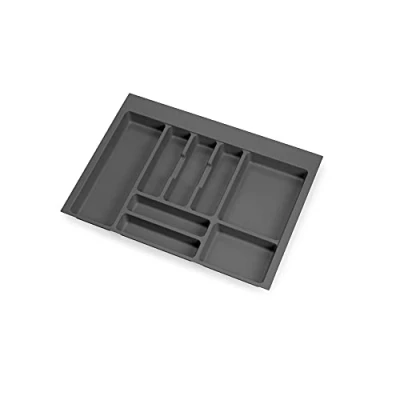 Immagine di Emuca organizzatore di posate, cassetto cucina, vaschetta portaposate, 8 scomparti, modulo 70 cm, plastica, Grigio Antracite
