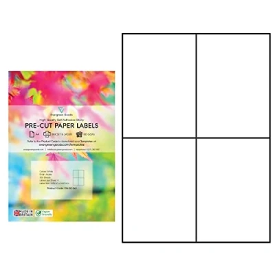 Immagine di Evergreen Goods Carta autoadesiva A4, stampa a getto d&#039;inchiostro e laser etichette per multiuso con retro adesivo resistente, 2 x 2, 4 A4: 1.200 in totale, 300 fogli