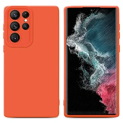 Immagine di Cadorabo Custodia compatibile con Samsung Galaxy S22 ULTRA in FLUID ARANCIONE Coperchio protettivo silicone TPU flessibile