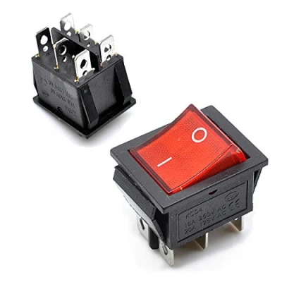 Immagine di Oiyagai 10 Pezzi KCD4 Luce Rossa 6 Pin AC 250 V a 125 16 2 Posizioni DPDT Interruttore Bilanciere per Barca Auto, Moto