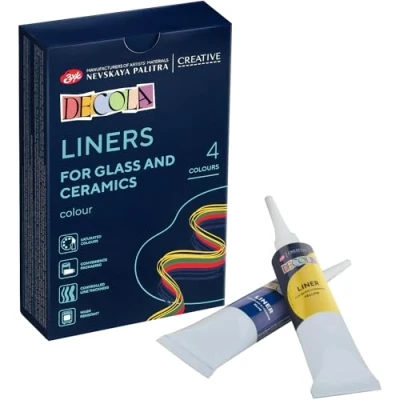 Immagine di Decola Liner Acrilici A Base D’acqua 4x18ml Per Porcellana E Vetro 4 Pezzi Nei Colori Giallo, Rosso, Blu Verde Creati da Neva Palette