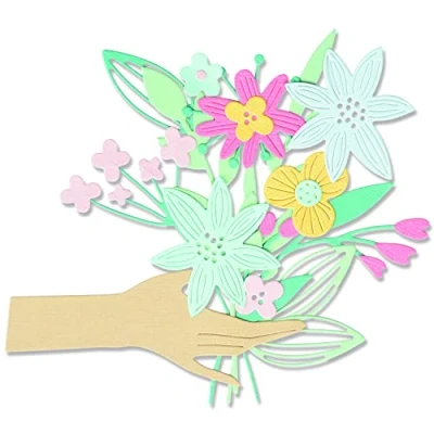 Immagine di Sizzix Thinlits Die Set 12PK Pass The Bouquet di Olivia Rose 665895 Capitolo 2 2022, Plastica Carta, Multicolor, One Size