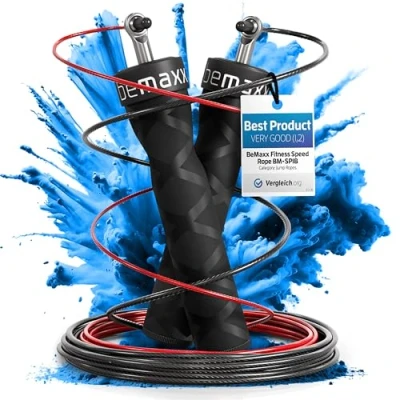 Immagine di Set di 2 Corde Ricambio Per Corda Saltare bemaxx Lunghezza 300 cm, Spessore 3,4 mm Alta Velocità, Acciaio Rivestite in PVC Double Under, Fitness HIIT Sport e Boxe