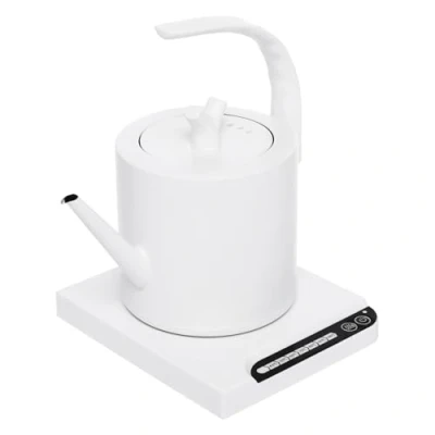 Immagine di bollitore elettrico intelligente, 1 l, con controllo a 7 tempi, 1000 W, collo di cigno, per uffici, hotel, appartamenti, bianco