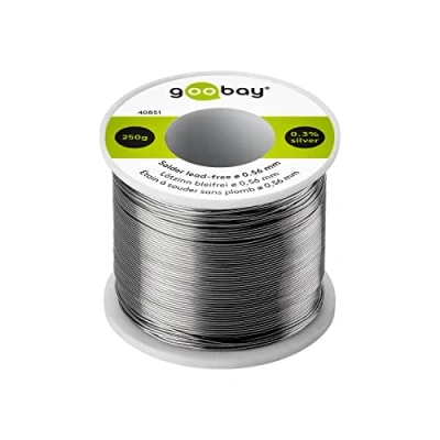 Immagine di Goobay 40851 Stagno per saldatura senza piombo, ø 0, 56 mm, 250 g, con una percentuale di argento (Ag) dello 3%