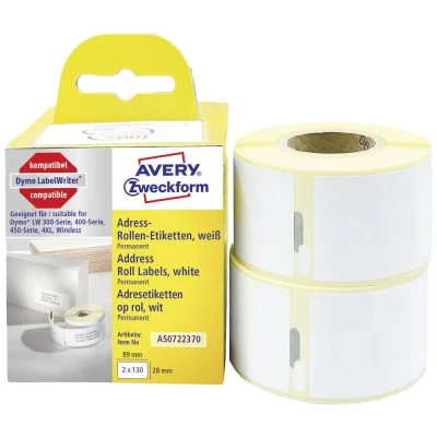 Immagine di Avery Zweckform AS0722370 Rotolo di etichette 82 x 28 mm Carta Bianco 260 pz. A tenuta permanente Etichetta per indirizzo