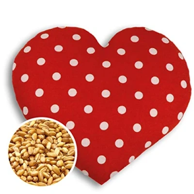 Immagine di CUSCINO RISCALDABILE Leschi per la pancia, schiena e zona lombare/Per coliche dei neonati il ciclo/Per microonde, con semi di grano/Cuscino termico bambini/Cuore grande, rosso a pois