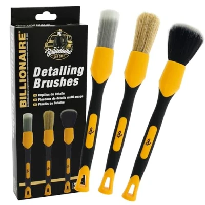 Immagine di Set di pennelli Detailing Billionaire Ideale per la Pulizia Auto, Kit a 3 pennelli, dei Dettagli Interni ed Esterni
