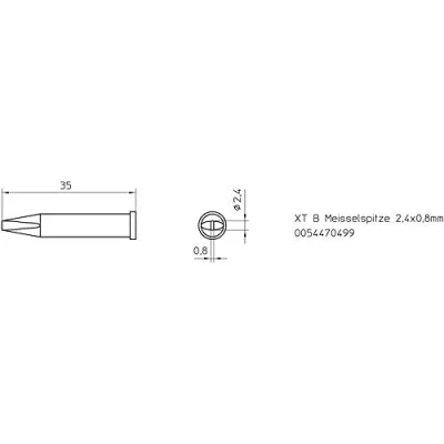 Immagine di Weller XT B punta di saldatura Forma a scalpello Dimensione 2.4 mm Lunghezza punte 36 Contenuto 1 pz.