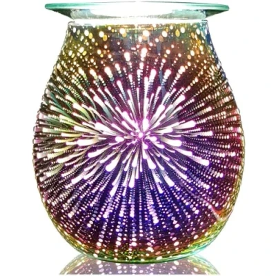 Immagine di Makimoo Stupendo bruciatori elettrici in ghisa di cera, bruciatore a olio, riscaldatore lampada olio per la decorazione della casa (Fuochi d&#039;artificio 3D)