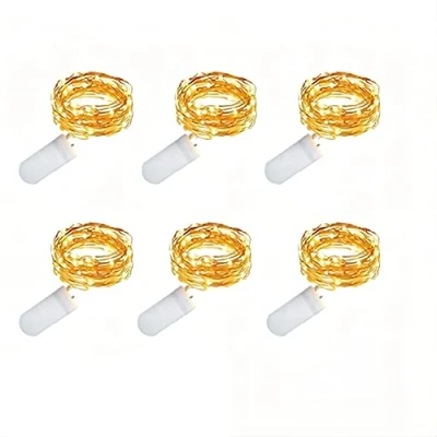 Immagine di Stringa Luci LED a Batteria 6 pezzi 2m 20 Mini Lampada Fili di Rame per esterni, feste, Natale, decorazione nozze, Matrimonio, DIY, Festa, Bianco Caldo
