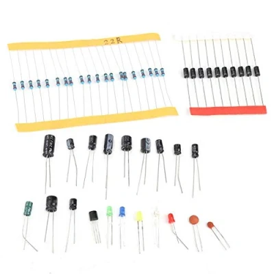 Immagine di Kit di Componenti Elettronici Inclusi LED Diodi, Resistori, Condensatori Elettrolitici, Ceramici, Transistor