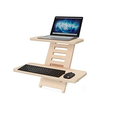 Immagine di supporto per scrivania in piedi, legno, computer portatile, tavolo da pranzo, scrivania, altezza regolabile, prodotto UE (naturale)